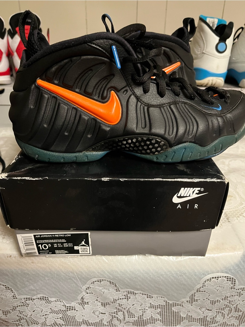 Nike Kids Black Sneakers with Bright Orange Swoosh